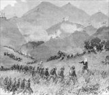 The Tonkin Campaign (French: Campagne du Tonkin) was an armed conflict fought between June 1883 and April 1886 by the French against, variously, the Vietnamese, Liu Yongfu's Black Flag Army and the Chinese Guangxi and Yunnan armies to occupy Tonkin (northern Vietnam) and entrench a French protectorate there.<br/><br/>

The campaign, complicated in August 1884 by the outbreak of the Sino-French War and in July 1885 by the Can Vuong nationalist uprising in Annam, which required the diversion of large numbers of French troops, was conducted by the Tonkin Expeditionary Corps, supported by the gunboats of the Tonkin Flotilla. The campaign officially ended in April 1886, when the expeditionary corps was reduced in size to a division of occupation, but Tonkin was not effectively pacified until 1896.