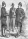Vietnam / France: General Edouard Ferdinand Jamont (1831–1918), first commander of the Tonkin occupation division, confers with two French officers